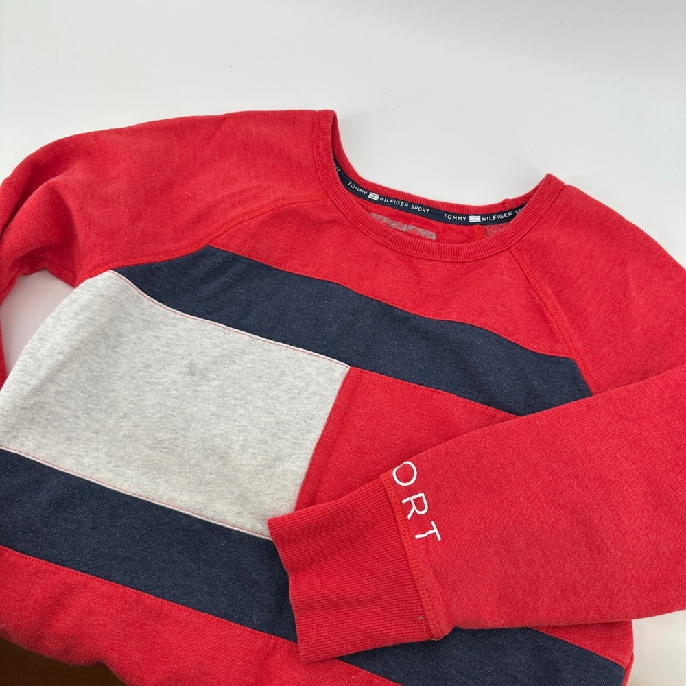 VTG Tommy Hilfiger Sport Big Logo Color Block Crewneck Sweatshirt Women's M